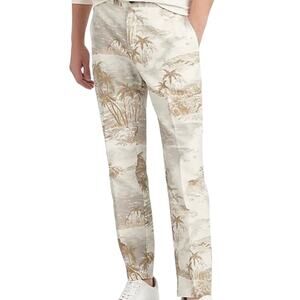 Banana Republic Men’s Linen Blend Tropical Slim Fit Elastic Waist Pant Size 34